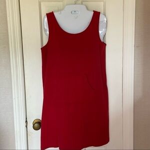 𝅺jones NY Jersey tunic with front pocket in vibrant red. Versatile top for you.